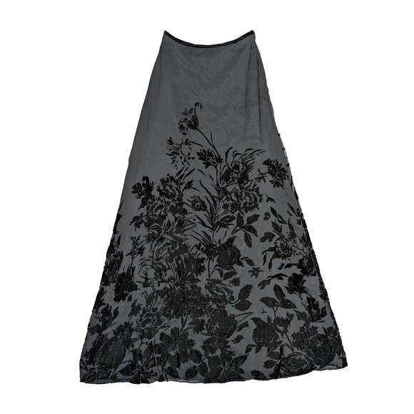 Kathlin Argiro Atelier Dresses & Skirts - Womens Black Maxi Skirt Size 4 Rayon Silk Velvet Stamped Flowers